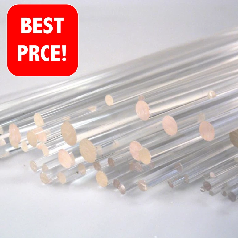 CLEAR ACRYLIC PERSPEX ROUND BAR ROD PLASTIC 2MM - 50MM DIAMETERS - 50MM - 1000MM - Image 1 of 1