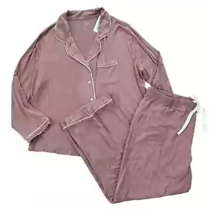 Stars Above Womens Soft Petal Pink Long Sleeve Top & Pants Pajama Set Plus 3X - Picture 1 of 2