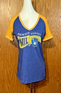 ORIGINAL WARE Milwaukee Brewers V-Ausschnitt T-Shirt Damen Größe Small Oberteil - Bild 1 von 13