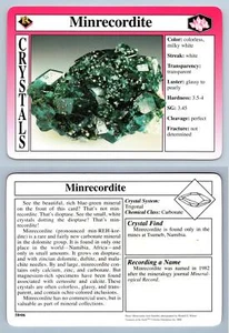 Minrecordite #58.06 - Crystals - Treasures Of The Earth Grolier Card - Picture 1 of 1