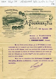 Dépt 71 - Génélard - Belle Entête Secteur Matériel de Mines du 18/09/1908 - Bild 1 von 1