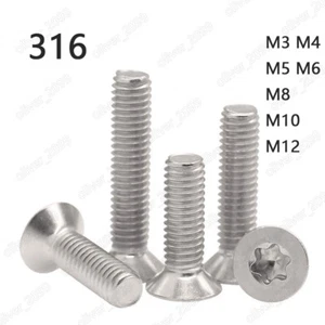 316 Stainless Steel Torx Socket Countersunk Head Screws M3/M4/M5/M6/M8/M10/M12 - Picture 1 of 6