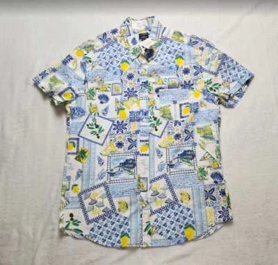 Nuevo Hombre M L J Crew Fábrica Escenas Italianas Manga Corta Flex Camisa Informal Italia Foto 1 de 4