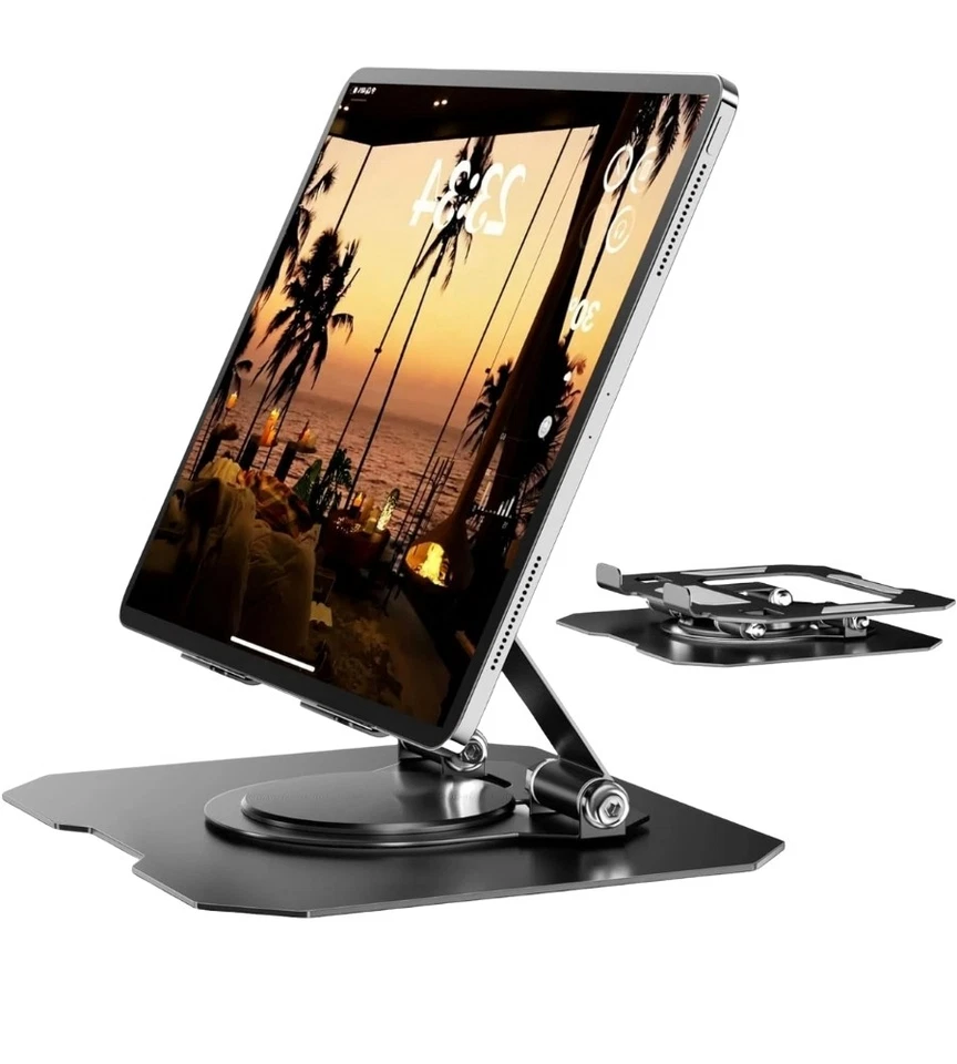 Supporto Tablet Con Base Girevole 360 Gradi Porta Tablet Regolabile Pieghevole - Immagine 1 di 4