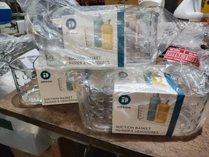 InterDesign 41600 Shower Caddy/Bathroom Basket w/Suction Cup, Plastic, Clear 3PK - Picture 1 of 4
