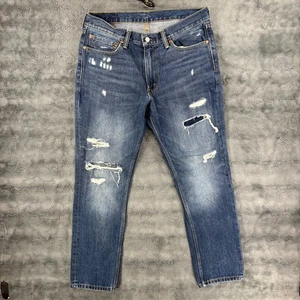 Levis 511 Slim Fit Tapered Leg 34x30 Medium Wash Blue 100% Cotton Distressed - Picture 1 of 17