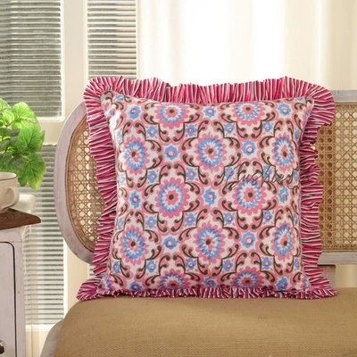 Cotton Pillow Cover, Handmade Bedding Pillows, Vintage Block Print Pillowcases, - Image 1 of 4