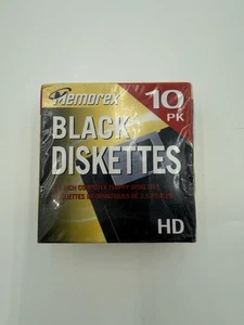 FACTORY SEALED Memorex 3.5" HD Computer Floppy Disks 10 Pack Black Diskettes - Afbeelding 1 van 4