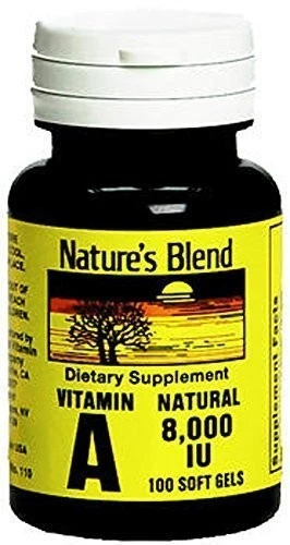 Nature's Blend Vitamina A Natural 8000 UI Cápsulas Blandas Suplemento Dietético 100 Unidades Foto 1 de 1