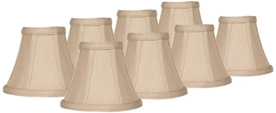 Juego de 8 pantallas de lámpara de campana Evaline tela topo marrón 3x6x5 candelabro clip Foto 1 de 4