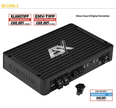 ESX SE 1500.1 Class D 1-Kanal Digital Mono Verstärker 1500W + Bass Fernbedienung - Bild 1 von 4
