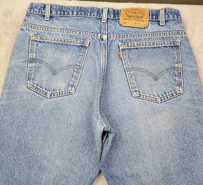 Vintage Levis 517 Jeans Mens 36x34 Blue Medium Wash Boot Cut Orange Tab USA Made - Image 1 of 4
