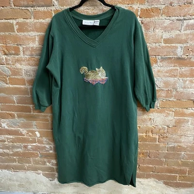 Camisón De Colección Años 90 Mujer Dentro Manga Larga Bordado Gato Mujer’s Mediano Foto 1 de 4