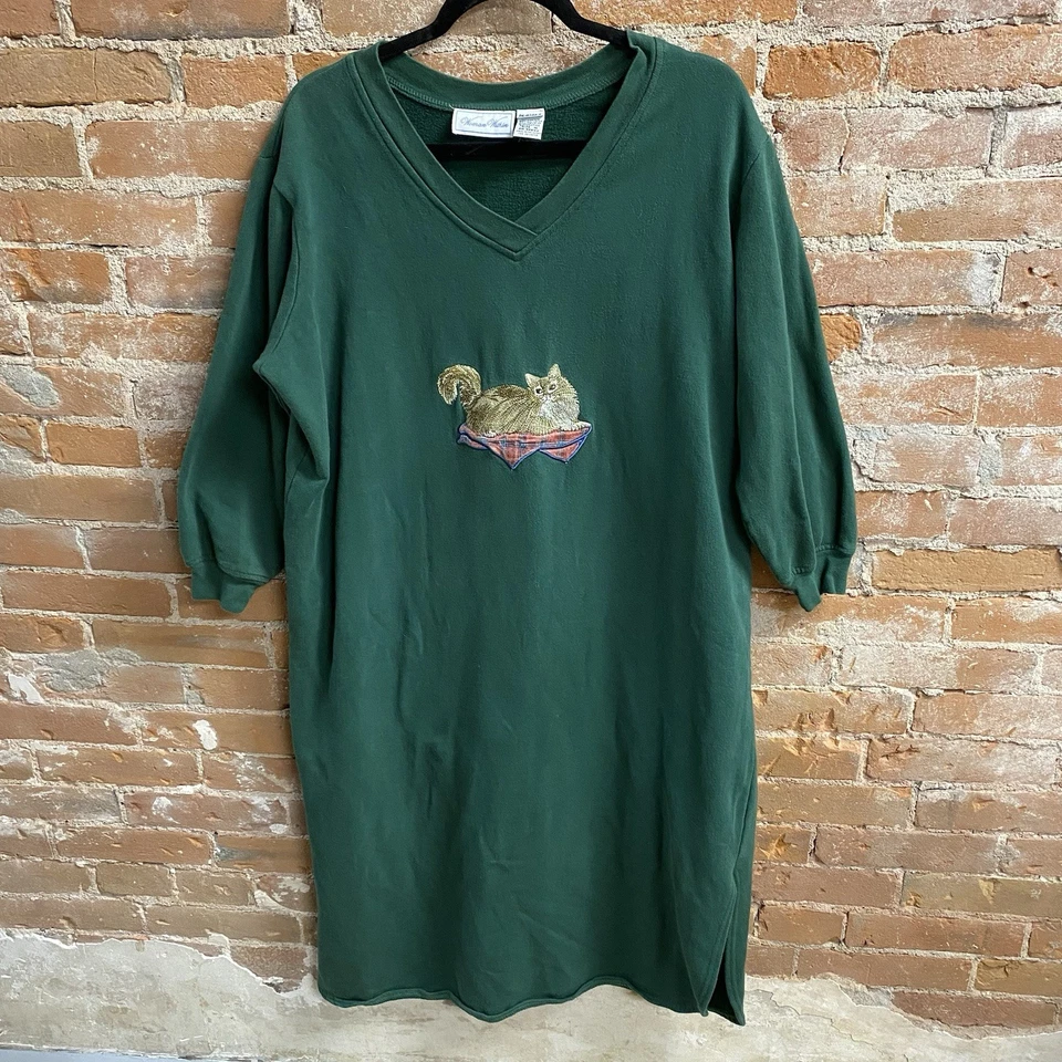 Camisón De Colección Años 90 Mujer Dentro Manga Larga Bordado Gato Mujer’s Mediano Foto 1 de 4