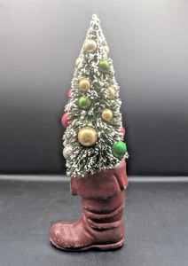 Botella de Navidad Cepillo Árbol en Bota de Papá Noel Peso Decoración de Vacaciones Estatuilla 12.5" - Imagen 1 de 5