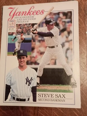 New York Yankees 1989 Scorebook Steve Sax Cover Scored Toronto Blue Jays  - Image 1 of 3