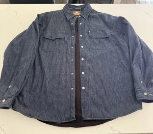 VTG Harley Davidson Jacket Mens Denim Fleece Lined Insulated Shacket XL - Picture 1 of 17