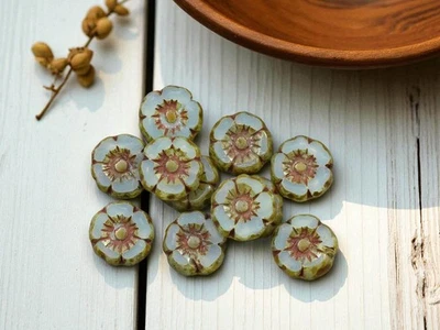 Cuentas de vidrio checo flor hawaiana Picasso opalina azul aguamarina de 7 mm 12 cuentas Foto 1 de 4