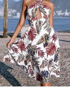 Cupshe Kara Tropical Halter Dress Size XS New with tags - Picture 1 of 11