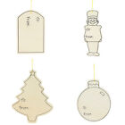 Set of 4 Unfinished Wooden Gift Tags Christmas Theme Cutout DIY Craft 4.7 Inches