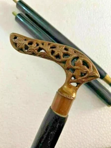 Antique Brass Designer Head Handle Style Wooden Walking Stick Cane Handmade Gift - Picture 1 of 4