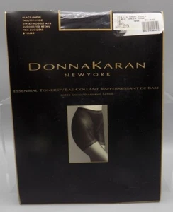 Donna Karan Essential Toners Tall A16 Black Sheer Satin Pantyhose Vintage Sealed - Bild 1 von 10