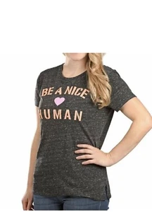 Modern Canvas Woman grey Statement T-Shirt Be A Nice Human Women's Size S - Picture 1 of 7