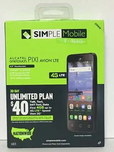 Simple Mobileš±AlcatelāļøOneTouch Pixi Avion 4G LTE PrePaid Unlimited NationWide - Picture 1 of 10