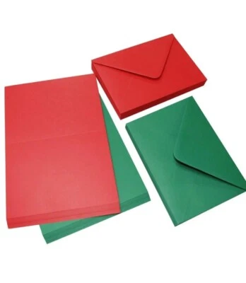 CRAFT UK 40 Red & Green Colours C6 Blank Greeting Cards & Envelopes Craft 2062