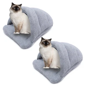2x Paws & Claws 58x44cm Cat/Pet/Kitten/Dogs/Puppies Plush Igloo Bed/Cave Grey - Picture 1 of 2