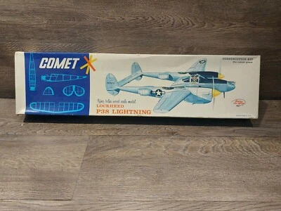 Vintage Comet BALSA P-38  Lightning Model Airplane Kit not Assembled Open Box - Image 1 of 4