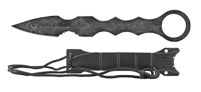 FALCON Fixed Blade TACTICAL DAGGER Throwing Boot Neck Knife & Sheath DAMASCUS - Image 1 of 3