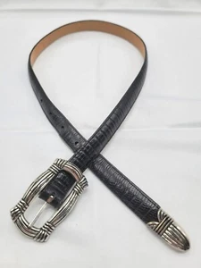 Brighton Damen schmaler schwarzer Gürtel Leder Größe Small silberne Schnalle USA #35203 - Bild 1 von 9