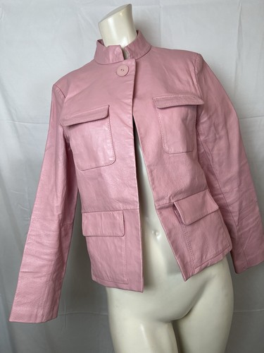 VALENTINO Giacca donna pelle vintage metrostyle rosa primavera anni 90 Y2K taglia 10
