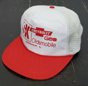 Vtg S & K Chevrolet Geo Oldsmobile Greenup IL Cord Trucker Snapback Cap OSFA NOS - Picture 1 of 11