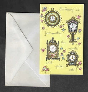 unused vintage embossed Greeting It's Recovery Time! Card wall Clocks - Picture 1 of 4