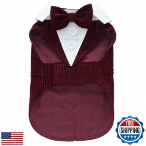 DOTEYAYP Puppy Velvet Tuxedo with Detachable Bowtie Prom Wedding Formal Wear  - Picture 1 of 5