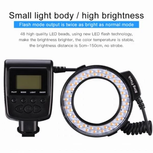 Macro LED Ring Flash With 9 Pcs Adapter Rings & Flash diffuser For Canon Nikon - Picture 1 of 6