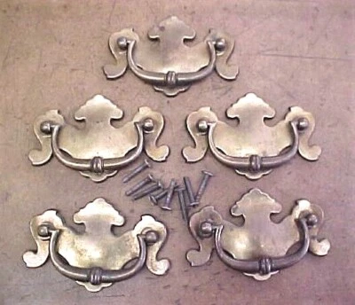 5 Vintage KBC Keeler N-6969 Batwing Solid Brass Drawer Pulls   - Image 1 of 4