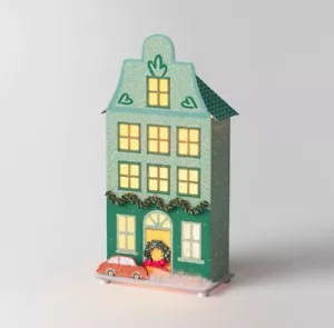 Neu Target Wondershop LED Papierhaus Putz Weihnachtsdorf glitzernd grün - Bild 1 von 3