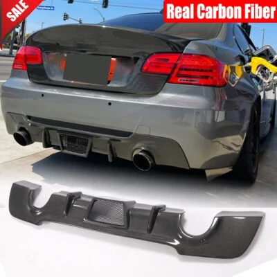 Real Carbon Rear Bumper Lip Diffuser Fit For BMW E92 E93 335i M-Sport 2008-2011 - Image 1 of 4