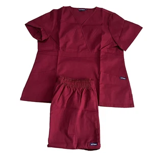 SIVVAN Scrub per Donna Set Scrub Finto Avvolgente e Pantaloni Cargo - Borgogna, XL - Foto 1 di 21