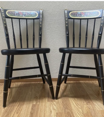 NICHOLS & STONE BICENTENNIAL 自由版黑色椅子 20 世纪 70 年代复古一对 A — 第 1/4 张图片