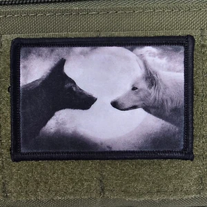 Two Wolves Patch Moral Meme Tactical Military Army USA Flag Hook & Loop 3x2 - Picture 1 of 8