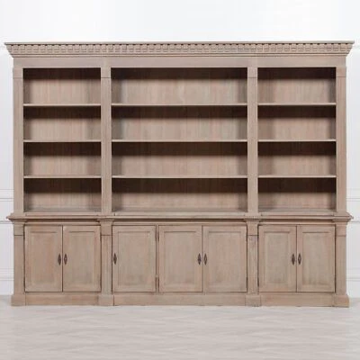 Traditional Extra Large Wooden Display Triple Bookcase Dresser Library - Image 1 of 4