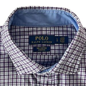 Polo Ralph Lauren Men's Shirt Size Large Button Up Purple Blue & White MS141