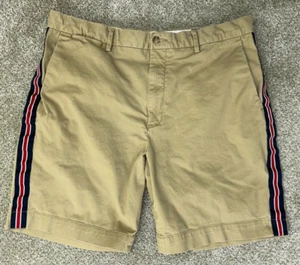 Polo Ralph Lauren Shorts Mens 36x8 Tan Stretch Classic Fit Chino Striped Golf - Picture 1 of 11