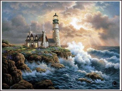 Lighthouse at Sunrise 1014 - Chart Counted Cross Stitch Pattern Needlework craft - Image 1 of 4