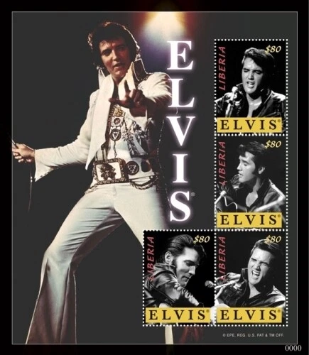 Liberia 2011 - ELVIS PRESLEY WHITE SUIT - Sheet of 4 Stamps - Scott #2747 - MNH - Imagem 1 de 1
