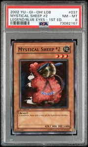 Mystical Sheep #2 LOB-037 1a Edición Yugioh Legend Ojos Azules - PSA 8 - Imagen 1 de 2